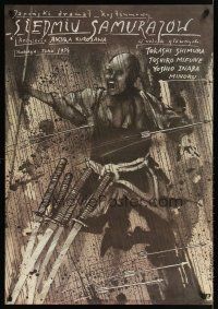 7f340 SEVEN SAMURAI Polish 27x38 R87 Akira Kurosawa's Shichinin No Samurai, Mifune, Pagowski art!