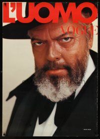 7f248 ORSON WELLES Italian special 29x41 '70s cover portrait from Iitalian Vogue magazine!