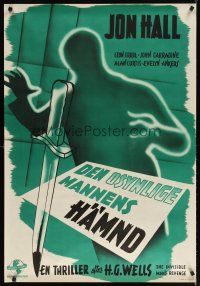 7f199 INVISIBLE MAN'S REVENGE Swedish '45 Jon Hall, H.G. Wells, cool silhouette image!