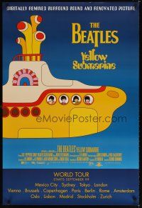7f054 YELLOW SUBMARINE DS advance 1sh R99 psychedelic art of Beatles John, Paul, Ringo & George!