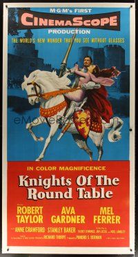 7g154 KNIGHTS OF THE ROUND TABLE linen 3sh '54 best different art of Robert Taylor & Ava Gardner!