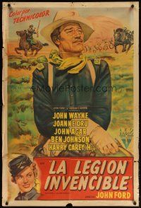 7g102 SHE WORE A YELLOW RIBBON Argentinean '49 wonderful art of John Wayne & Joanne Dru, John Ford