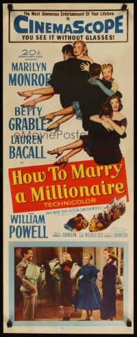 7g001 HOW TO MARRY A MILLIONAIRE insert '53 sexy Marilyn Monroe, Betty Grable & Lauren Bacall!