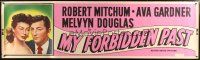 7g162 MY FORBIDDEN PAST paper banner '51 different image of Robert Mitchum & sexy Ava Gardner!