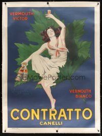 7g122 CONTRATTO CANELLI linen 40x55 Italian advertising poster '50s cool art by Leonetto Cappiello!