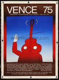 7g125 VENCE 75 linen 32x44 French music poster '75 orchestra music, cool art by Jean-Michel Folon!
