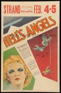 7g019 HELL'S ANGELS WC '30 Howard Hughes air spectacle, art of sexy Jean Harlow by Hap Hadley!
