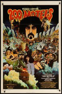 7h017 200 MOTELS 1sh '71 directed by Frank Zappa, rock 'n' roll, wild McMacken artwork!