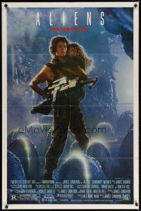7h040 ALIENS 1sh '86 James Cameron, Signourney Weaver as Ripley, this time it's war!