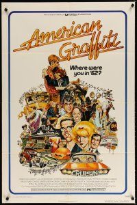 7h048 AMERICAN GRAFFITI 1sh '73 George Lucas teen classic, it was the time of your life!