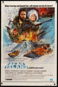 7h076 BEAR ISLAND style B 1sh '81 art of Donald Sutherland & Vanessa Redgrave by Bysouth!