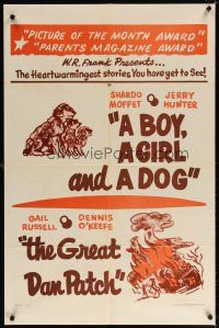 7h122 BOY, A GIRL & A DOG/GREAT DAN PATCH 1sh '60 cute heartwarming canine art!