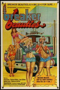 7h123 BREAKER BEAUTIES 1sh '77 sexy trucker girls in bikinis with CB radios, a big 10-4 for sure!