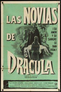 7h126 BRIDES OF DRACULA Spanish/U.S. 1sh '60 Terence Fisher, Hammer, Peter Cushing as Van Helsing!