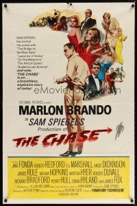 7h159 CHASE 1sh '66 Marlon Brando, Jane Fonda, Robert Redford, directed by Arthur Penn