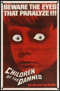 7h163 CHILDREN OF THE DAMNED 1sh '64 beware the creepy kid's eyes that paralyze!