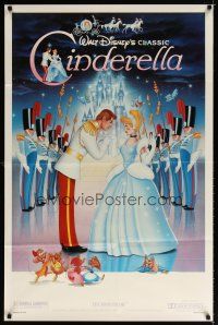 7h169 CINDERELLA 1sh R87 Walt Disney classic romantic musical fantasy cartoon, great art!