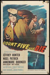 7h190 COUNT FIVE & DIE 1sh '58 Jeffrey Hunter, Annemarie Duringer, English spies!