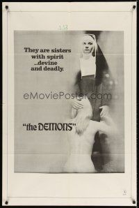 7h234 DEMONS 1sh '72 Jess Franco directed nunsploitation, sexy possessed nuns!