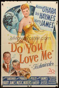 7h253 DO YOU LOVE ME 1sh '46 stone litho art of Maureen O'Hara, Haymes, Harry James w/trumpet!