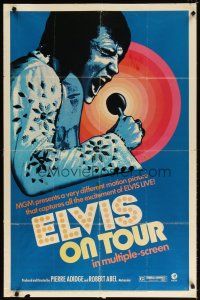 7h284 ELVIS ON TOUR 1sh '72 classic artwork of Elvis Presley singing into microphone!