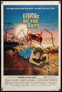 7h289 EMPIRE OF THE ANTS 1sh '77 H.G. Wells, great Drew Struzan art of monster attacking!