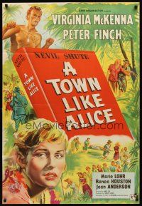 7h010 TOWN LIKE ALICE English 1sh '57 Virginia McKenna, Peter Finch, from Nevil Shute book!