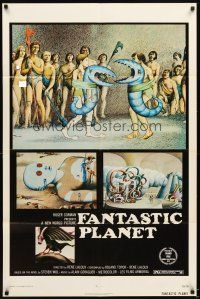 7h316 FANTASTIC PLANET 1sh '73 wacky sci-fi cartoon, wild artwork image, Cannes winner!