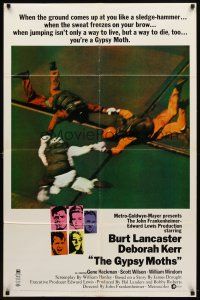 7h411 GYPSY MOTHS style A 1sh '69 Burt Lancaster, John Frankenheimer, cool sky diving image!