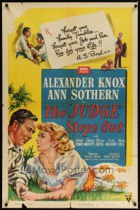 7h489 JUDGE STEPS OUT 1sh '48 directed by Boris Ingster, artwork of pretty Ann Sothern!