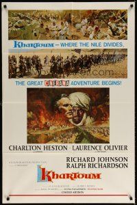 7h494 KHARTOUM style B 1sh '66 art of Charlton Heston & Laurence Olivier, Cinerama adventure!