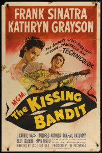 7h503 KISSING BANDIT 1sh '48 art of Frank Sinatra playing guitar & romancing Kathryn Grayson!
