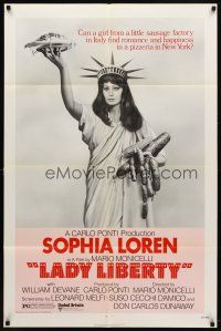 7h514 LADY LIBERTY 1sh '72 great wacky image of sexy Sophia Loren as Statue of Liberty!