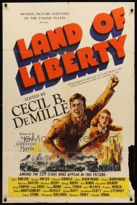 7h515 LAND OF LIBERTY 1sh '39 Cecil B. DeMille's patriotic epic of U.S. history w/139 famed stars!