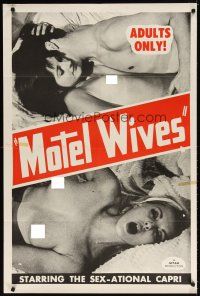 7h612 MOTEL WIVES 1sh '68 sex-ational sexploitation, Capri, sexy images!!