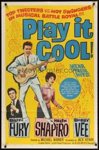 7h691 PLAY IT COOL 1sh '63 Michael Winner directed, great image of rockin' Bobby Vee!