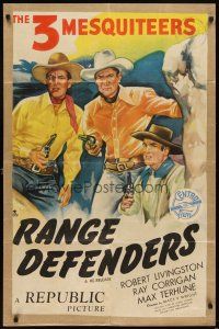7h721 THREE MESQUITEERS stock 1sh '47 Livingston, Corrigan & Max Terhune, Range Defenders