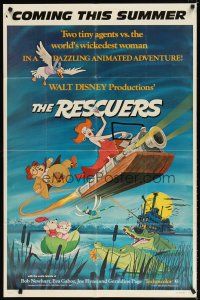 7h729 RESCUERS advance 1sh '77 Disney mouse mystery adventure cartoon from depths of Devil's Bayou!