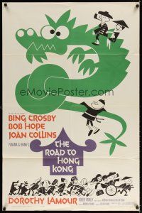 7h738 ROAD TO HONG KONG 1sh '62 wacky art of Bob Hope, Bing Crosby, Joan Collins & Dorothy Lamour