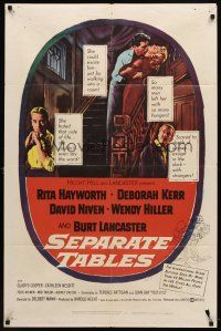 7h770 SEPARATE TABLES 1sh '58 Burt Lancaster desperately & violently craves Rita Hayworth!