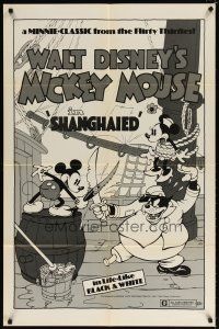 7h781 SHANGHAIED 1sh R74 cool art of Mickey Mouse dueling Pegleg Pete w/swordfish!