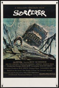 7h814 SORCERER 1sh '77 William Friedkin, Wages of Fear, image of truck crossing rope bridge!