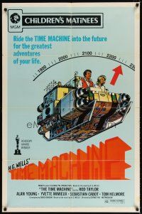 7h902 TIME MACHINE 1sh R72 H.G. Wells, George Pal, great completely different sci-fi artwork!