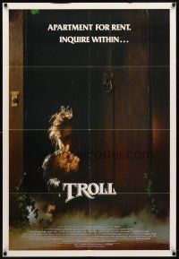 7h917 TROLL 1sh '85 wacky image of monster hiding behind door, produced by Albert Band!