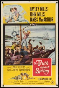 7h923 TRUTH ABOUT SPRING 1sh '65 Richard Thorpe directed, daughter Hayley Mills w/John Mills!