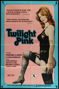 7h924 TWILIGHT PINK video/theatrical 1sh '81 sexy Veronica Hart in black lingerie & nylons!