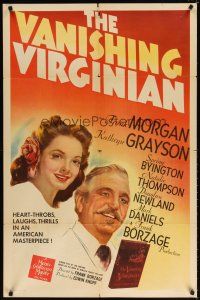 7h937 VANISHING VIRGINIAN 1sh '41 close-up art of Frank Morgan & Kathryn Grayson!