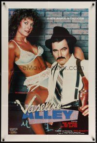 7h938 VASELINE ALLEY video/theatrical 1sh '85 sexy Barbi Dahl in lingerie & Burt Drenolds w/gun!