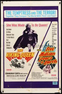 7h946 VIKING QUEEN/FIVE MILLION YEARS TO EARTH 1sh '67 cool action adventure/horror double bill!
