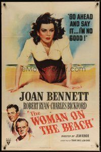 7h982 WOMAN ON THE BEACH 1sh '46 Robert Ryan loves no good Joan Bennett who only loves money!